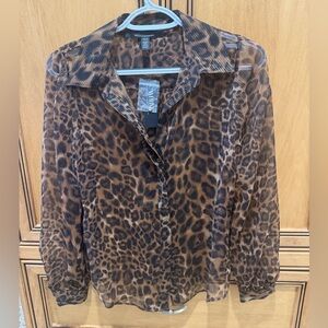 White House Black Market Leopard Print Blouse